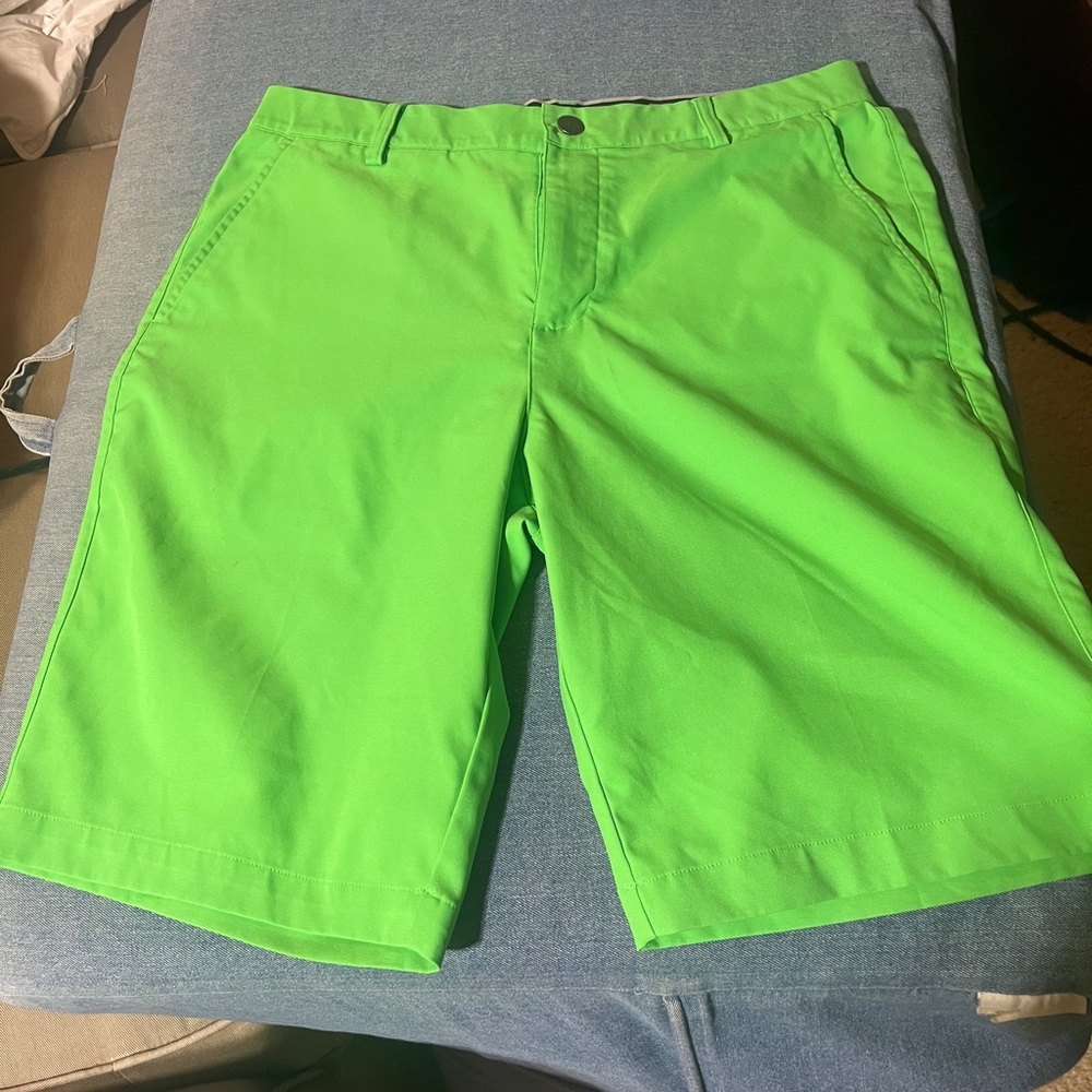 Puma Bright Green Men's Golf Flat Front Shorts